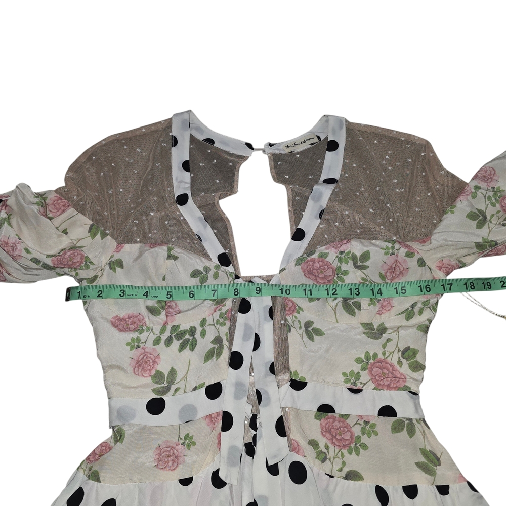 For Love & Lemons Butterscotch Mini Tiered Floral,Polka Dot Ruffle Dress S NWT - Picture 9 of 12